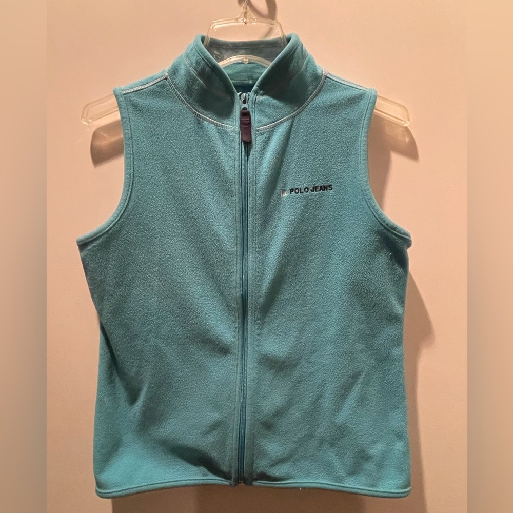 VTG: Ralph Lauren Polo Micro Fleece Full Zip Performance Vest Turquoise Blue